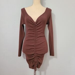 Camila Coelho Revolve Ciara Sweater Dress in Chocolate Size‎ Small